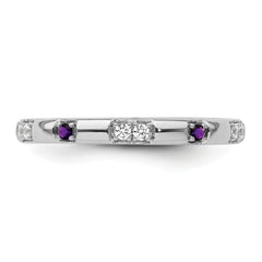 14k White Gold Stackable Expressions Amethyst and Diamond Ring