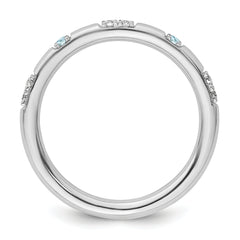 14k White Gold Stackable Expressions Aquamarine and Diamond Ring