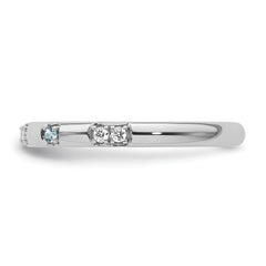 14k White Gold Stackable Expressions Aquamarine and Diamond Ring