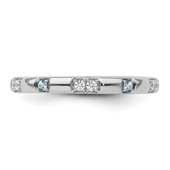 14k White Gold Stackable Expressions Aquamarine and Diamond Ring