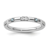 14k White Gold Stackable Expressions Aquamarine and Diamond Ring