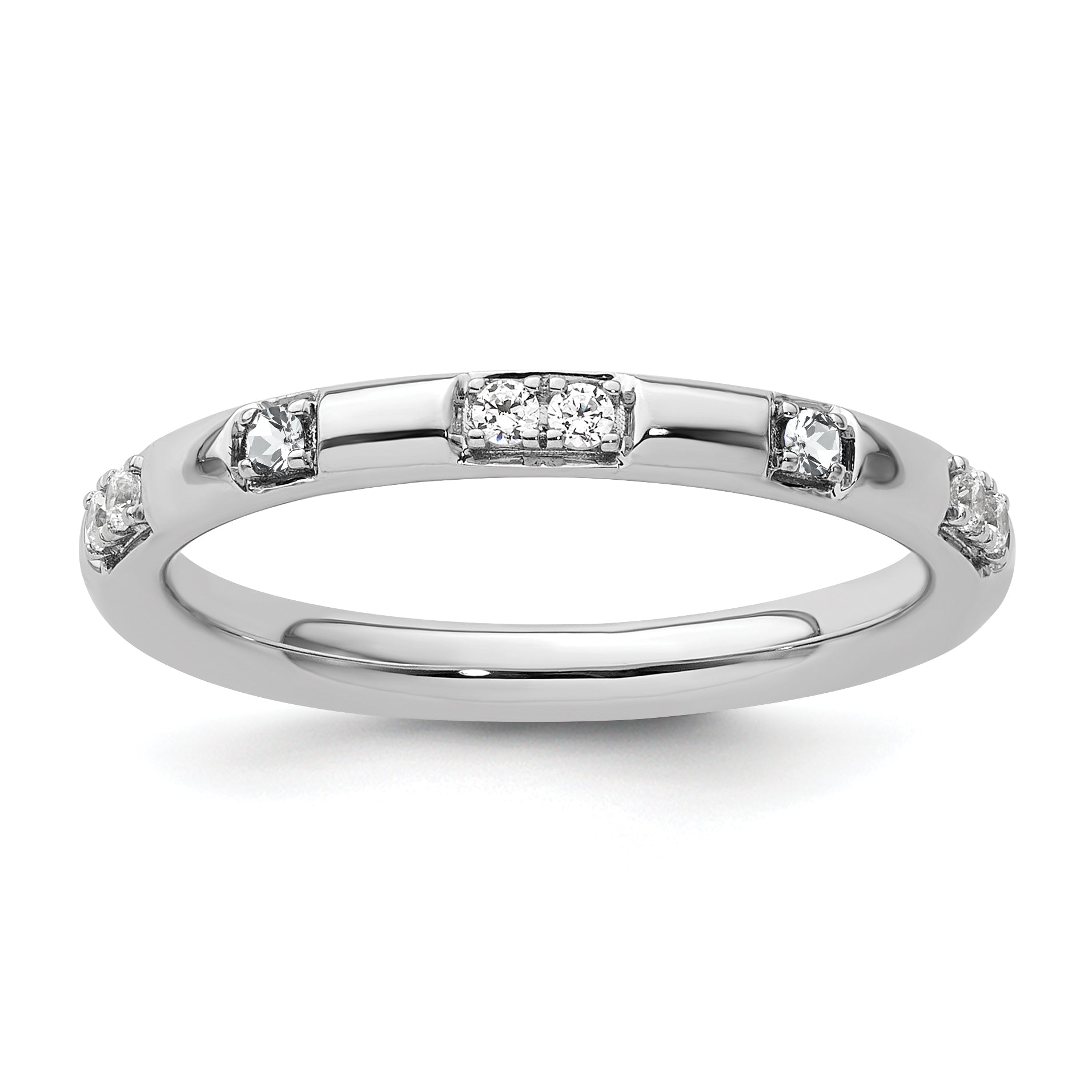 14k White Gold Stackable Expressions White Topaz and Diamond Ring