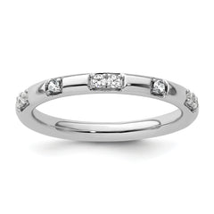 14k White Gold Stackable Expressions White Topaz and Diamond Ring