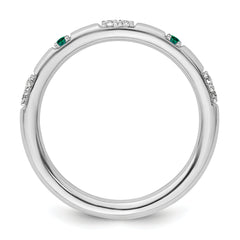 14k White Gold Stackable Expressions Created Emerald and Dia. Ring