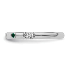 14k White Gold Stackable Expressions Created Emerald and Dia. Ring