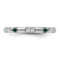 14k White Gold Stackable Expressions Created Emerald and Dia. Ring