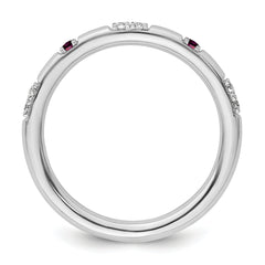 14k White Gold Stackable Expressions Rhodolite Garnet and Dia. Ring