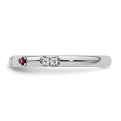 14k White Gold Stackable Expressions Rhodolite Garnet and Dia. Ring