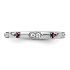 14k White Gold Stackable Expressions Rhodolite Garnet and Dia. Ring