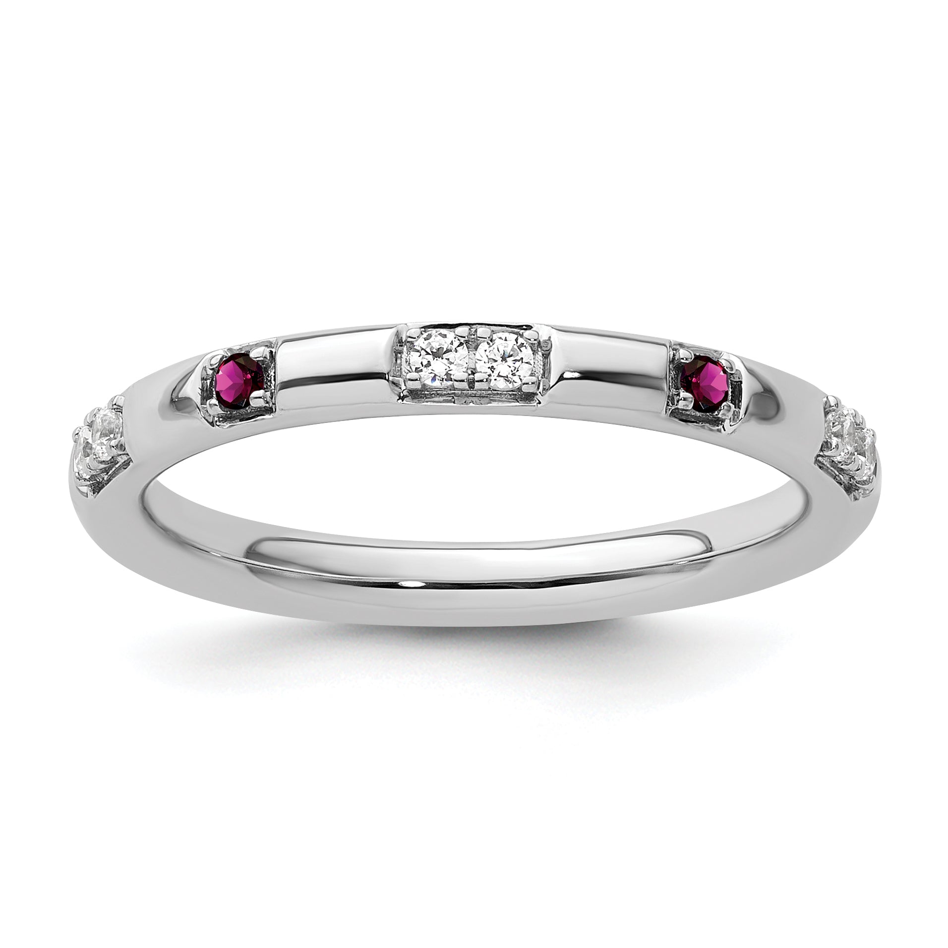 14k White Gold Stackable Expressions Rhodolite Garnet and Dia. Ring
