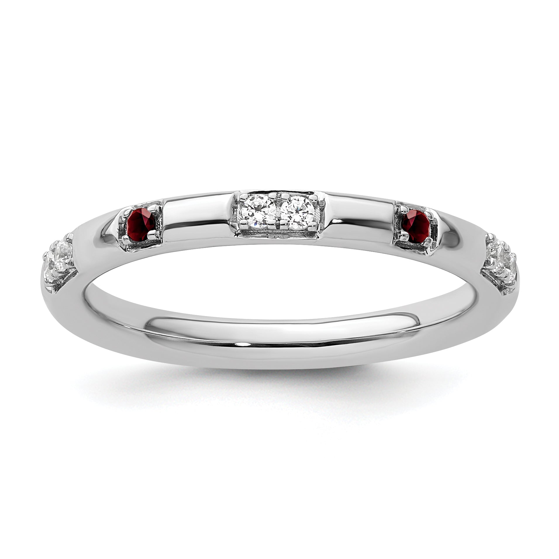 14k White Gold Stackable Expressions Created Ruby and Dia. Ring