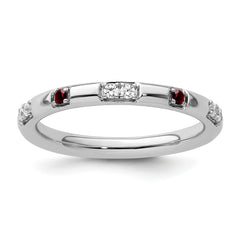 14k White Gold Stackable Expressions Created Ruby and Dia. Ring