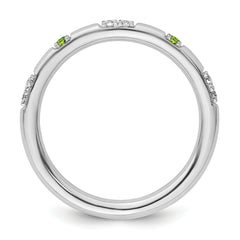 14k White Gold Stackable Expressions Peridot and Diamond Ring