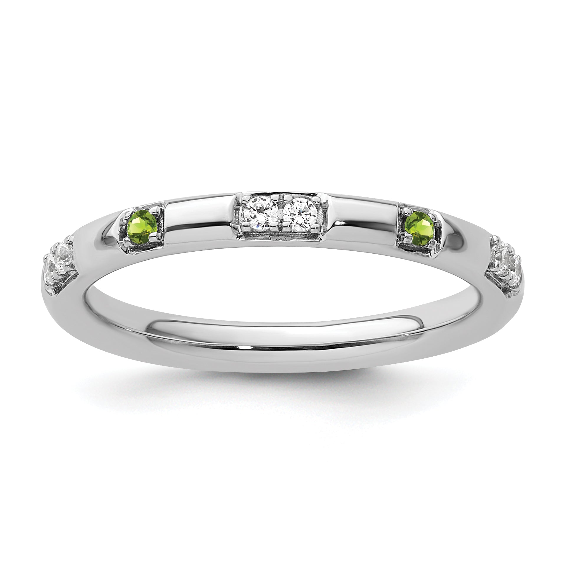 14k White Gold Stackable Expressions Peridot and Diamond Ring