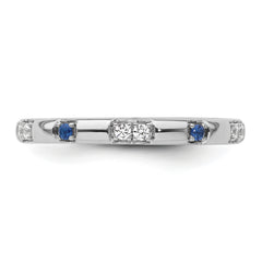14k White Gold Stackable Expressions Cr. Sapphire and Dia. Ring