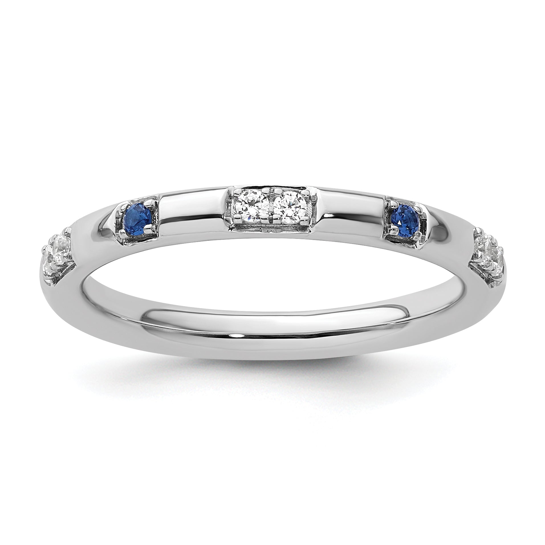 14k White Gold Stackable Expressions Cr. Sapphire and Dia. Ring