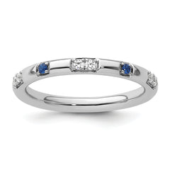 14k White Gold Stackable Expressions Cr. Sapphire and Dia. Ring