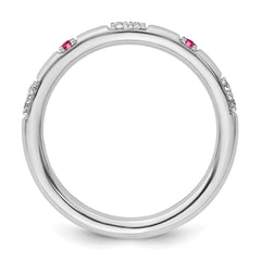 14k White Gold Stackable Expressions Pink Tourmaline and Dia. Ring