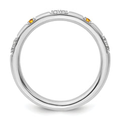 14k White Gold Stackable Expressions Citrine and Diamond Ring