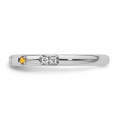 14k White Gold Stackable Expressions Citrine and Diamond Ring
