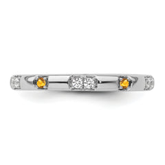 14k White Gold Stackable Expressions Citrine and Diamond Ring