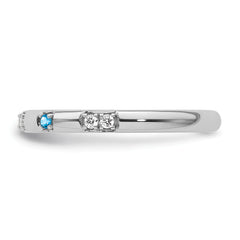 14k White Gold Stackable Expressions Blue Topaz and Diamond Ring