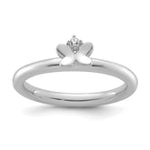 14k White Gold Stackable Expressions Diamond Butterfly Ring