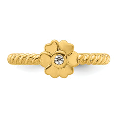 14k Stackable Expressions Diamond Flower Twisted Ring