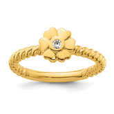14k Stackable Expressions Diamond Flower Twisted Ring