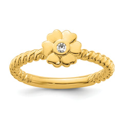 14k Stackable Expressions Diamond Flower Twisted Ring