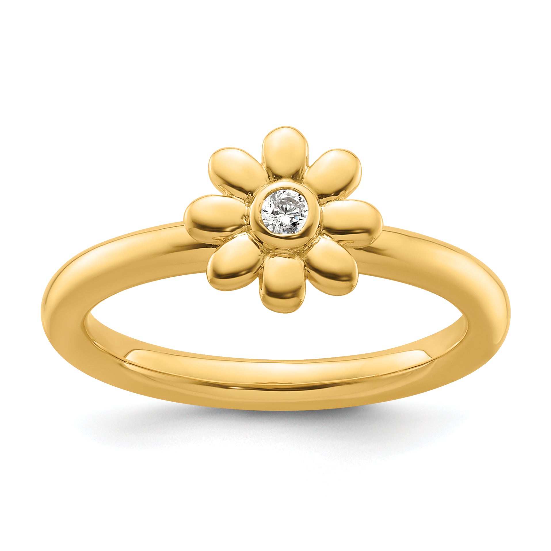14k Stackable Expressions Diamond Flower Ring