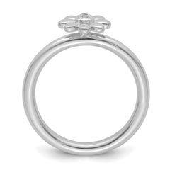 14k White Gold Stackable Expressions Diamond Flower Ring