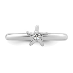14k White Gold Stackable Expressions Diamond Starfish Ring