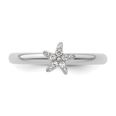 14k White Gold Stackable Expressions Diamond Starfish Ring