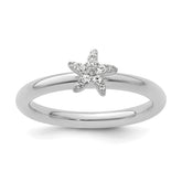 14k White Gold Stackable Expressions Diamond Starfish Ring