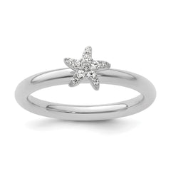 14k White Gold Stackable Expressions Diamond Starfish Ring