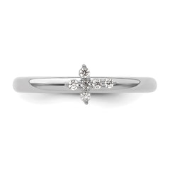 14k White Gold Stackable Expressions Diamond Cross Ring