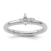 14k White Gold Stackable Expressions Diamond Cross Ring
