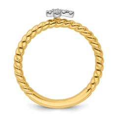 14k Two-tone Gold Stackable Expressions Diamond Cross Ring