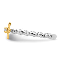 14k Two-tone Gold Stackable Expressions Diamond Cross Ring