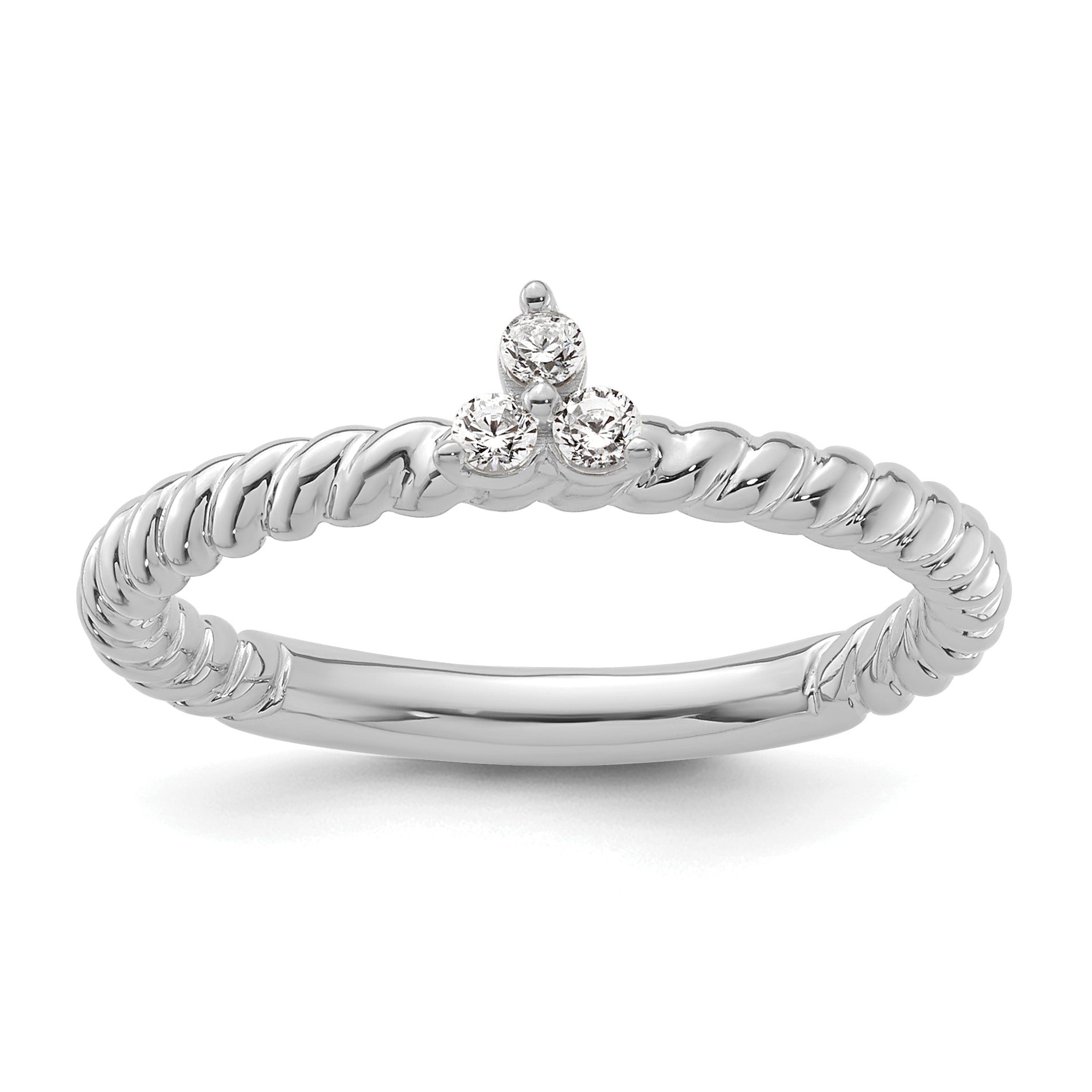 14k White Gold Stackable Expressions Diamond Twisted Ring