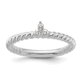 14k White Gold Stackable Expressions Diamond Twisted Ring