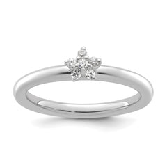 14k White Gold Stackable Expressions Diamond Star Ring