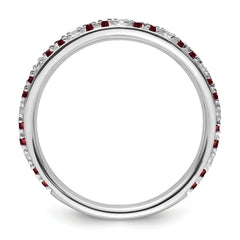 14k White Gold Stackable Expressions Garnet and Diamond Ring