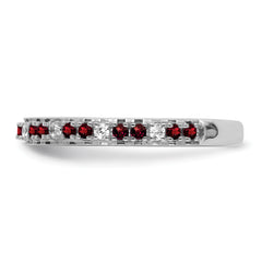 14k White Gold Stackable Expressions Garnet and Diamond Ring