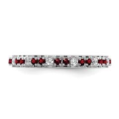 14k White Gold Stackable Expressions Garnet and Diamond Ring