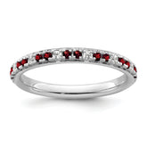 14k White Gold Stackable Expressions Garnet and Diamond Ring