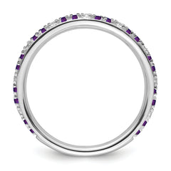 14k White Gold Stackable Expressions Amethyst and Diamond Ring