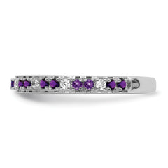 14k White Gold Stackable Expressions Amethyst and Diamond Ring