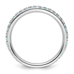 14k White Gold Stackable Expressions Aquamarine and Diamond Ring